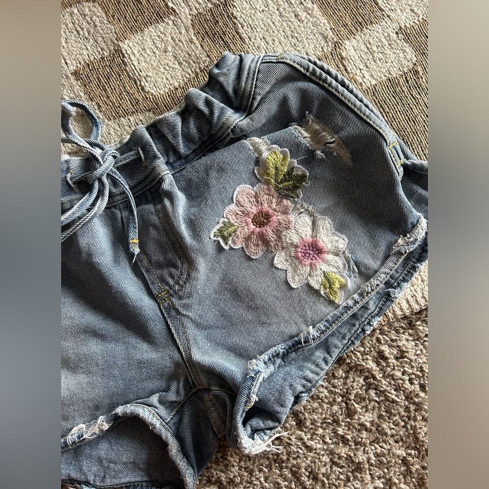 Y2K Low Rise Sadie & Sage // Junk Gypsy Boutique Small Denim Embroidered Shorts